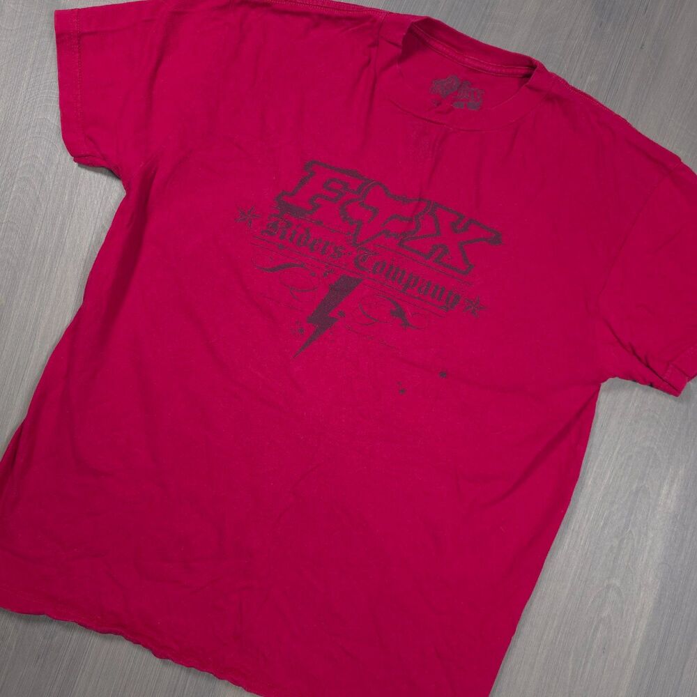 Vintage Fox Racing Y2K Red Graphic T Shirt Size Large